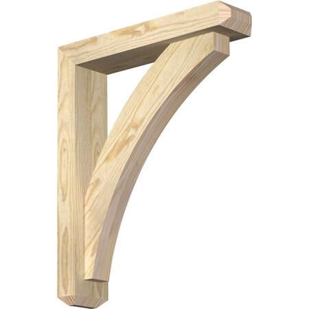 Ekena Millwork Thorton Craftsman Rough Sawn Bracket w/ Offset Brace, Douglas Fir, 4"W x 18"D x 22"H BKT0402X18X22THR04RDF